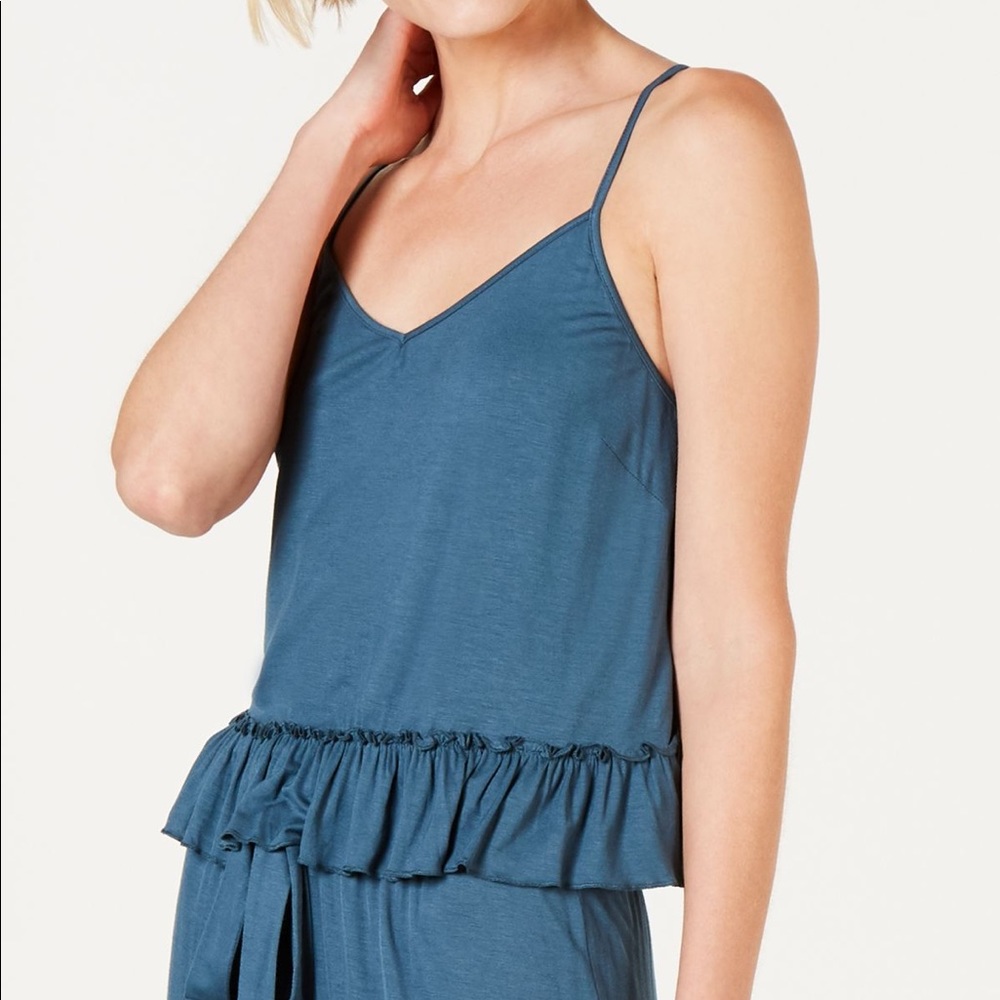 Macy’s Inc Blue Soft Knit Ruffle Flounce Tank Top